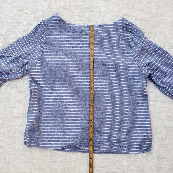 Linen Blouse - Tahari. Striped linen top - Picture 10 of 10